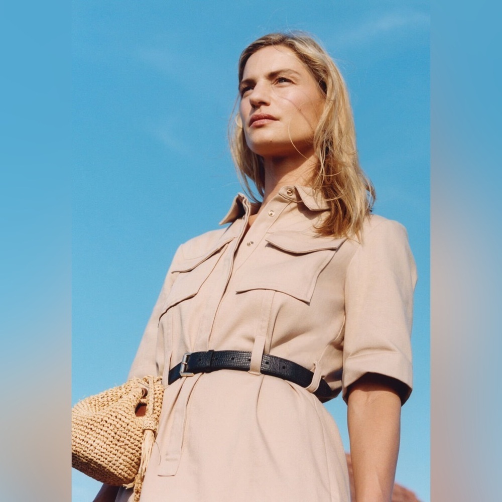 Whistles Oatmeal Gemma Shirt Dress Size 0